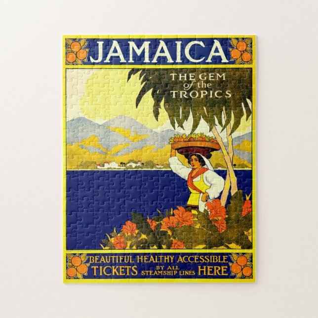 Retro Travel Poster Jamaica. Jigsaw Puzzle (Vertical)