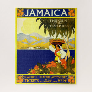Retro Travel Poster Jamaica. Jigsaw Puzzle