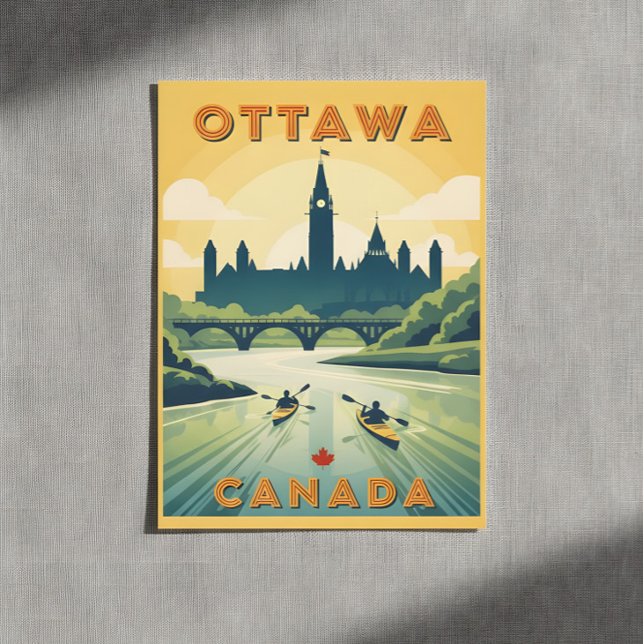 Retro travel poster of Ottawa Canada Postcard (Creator Uploaded)