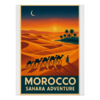 Retro Travel – Sahara Desert Sunset, Morocco