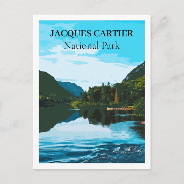 Retro Travel Style Jacques Cartier National Park Postcard (Front)