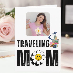 Retro Traveling Mom Cute Fun Travel Photo Custom Card