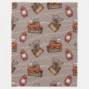 Retro Traveller & Cameraman Essentials Fleece Blanket