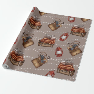Retro Traveller & Cameraman Essentials Wrapping Paper