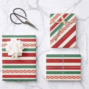 Retro Treasures Christmas stripes Wrapping Paper Sheet