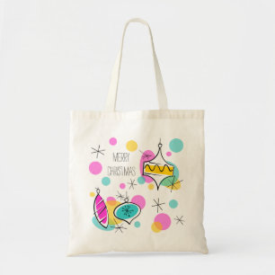 Retro Tree Baubles Christmas budget tote Bag