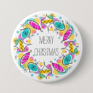 Retro Tree Baubles Christmas button