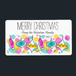 Retro Tree Baubles Christmas label large<br><div class="desc">A fun, festive, stylish design with a retro touch inspired by the mid-century glass baubles and coloured fairy lights that decorated my childhood Christmas trees. A customisable design for you to personalise with your own text, images and ideas. An original digital art image created by Jess Perry at QuirkyChic Retro....</div>