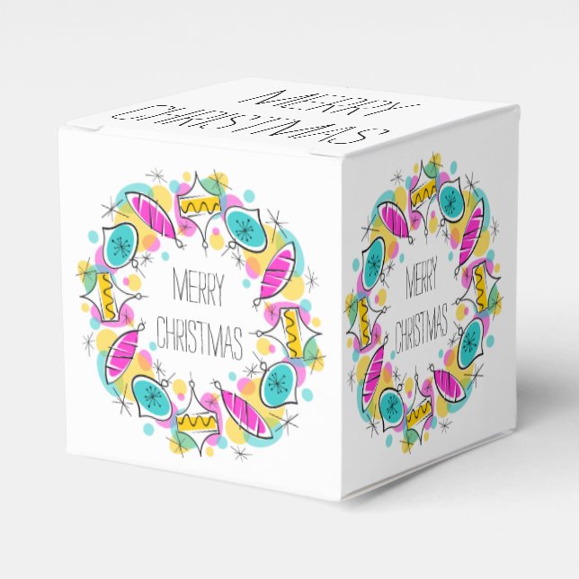 Retro Tree Baubles Circle Christmas classic Favour Box (Front Side)