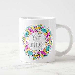 Retro Tree Baubles Circle Holidays mug jumbo
