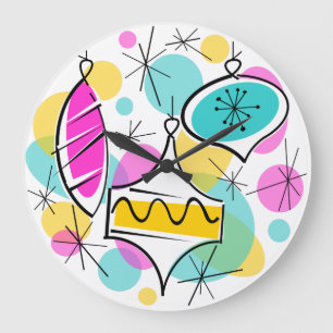 Retro Tree Baubles clock