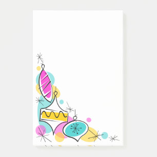 Retro Tree Baubles Corner post-it notes vertical