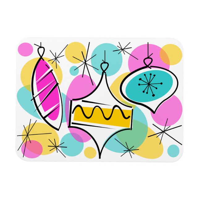 Retro Tree Baubles flexible magnet (Horizontal)