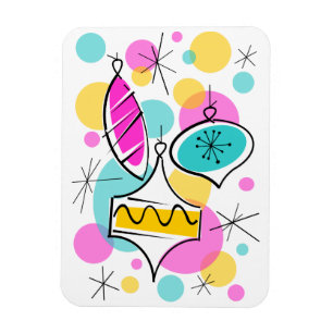 Retro Tree Baubles flexible magnet vertical