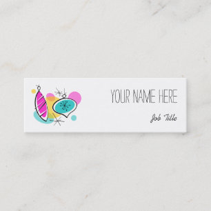 Retro Tree Baubles Groups side text skinny Mini Business Card