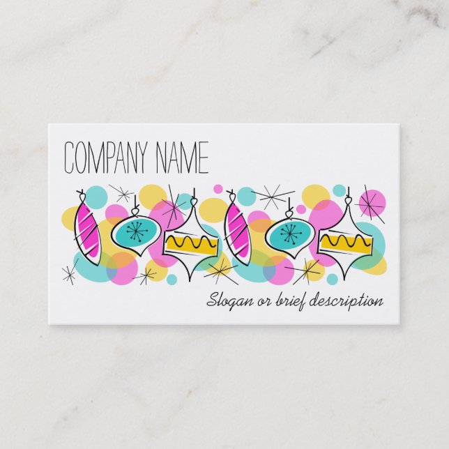 Retro Tree Baubles Line business card (Front)