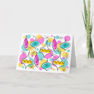 Retro Tree Baubles Multi inside text card
