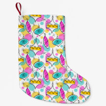 Retro Tree Baubles Multi stocking 2 sided