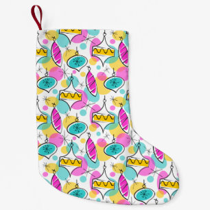 Retro Tree Baubles Multi stocking 2 sided