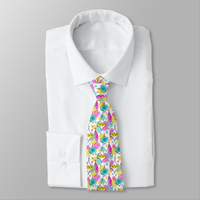Retro Tree Baubles Multi tie (Tied)