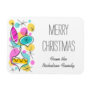 Retro Tree Baubles Side Christmas flexible Magnet