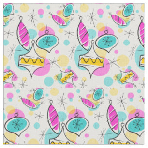 Retro Tree Baubles small pattern Fabric