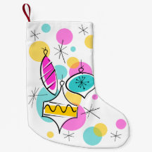 Retro Tree Baubles stocking 2 sided