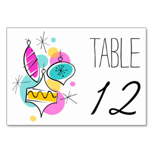 Retro Tree Baubles table card