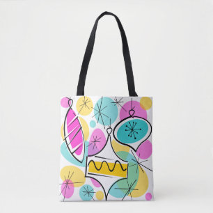 Retro Tree Baubles tote bag multi back