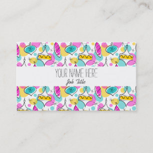 Retro Tree Baubles white stripe business card