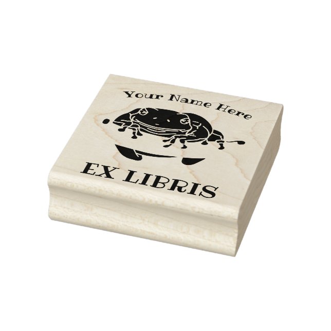 Retro Tree Frog Ex Libris Bookplate Rubber Stamp (Stamp)