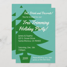 Retro Tree Trimming Holiday Party Invitation