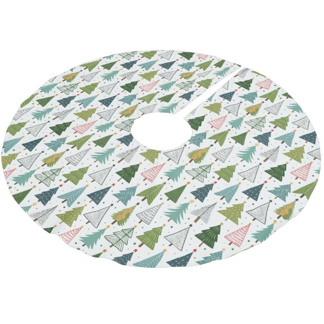Retro Trees Brushed Polyester Tree Skirt (Angled)