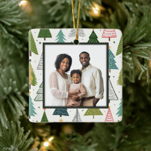 Retro Trees Ceramic Ornament