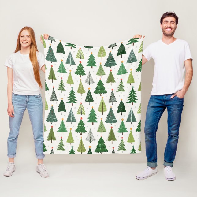 Retro Trees Fleece Blanket (In Situ)