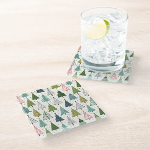 Retro Trees Glass Coaster