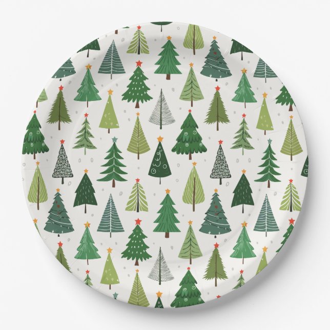 Retro Trees Paper Plate (Front)