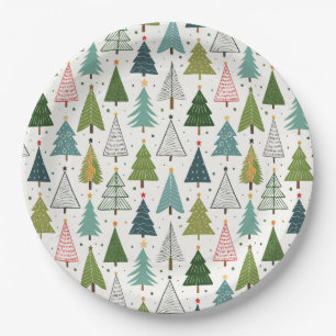 Retro Trees Paper Plate