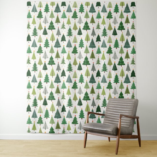 Retro Trees Photo Backdrop Tapestry (In Situ)