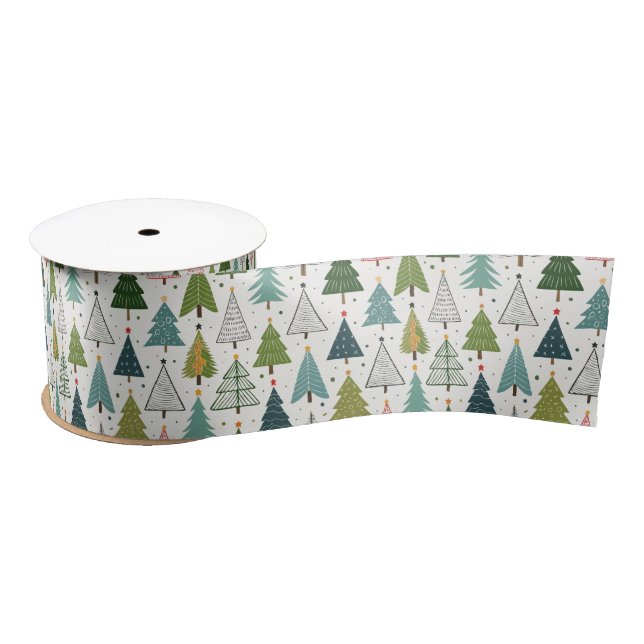 Retro Trees Satin Ribbon (Spool)