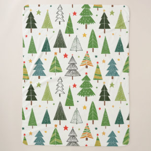 Retro Trees Sherpa Blanket