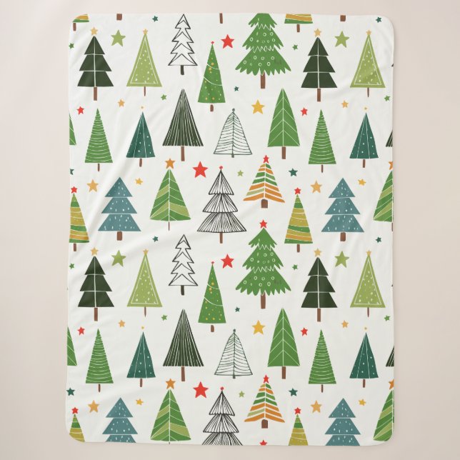 Retro Trees Sherpa Blanket (Front)