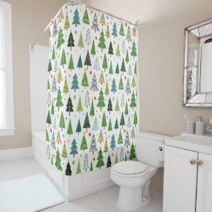 Retro Trees Shower Curtain