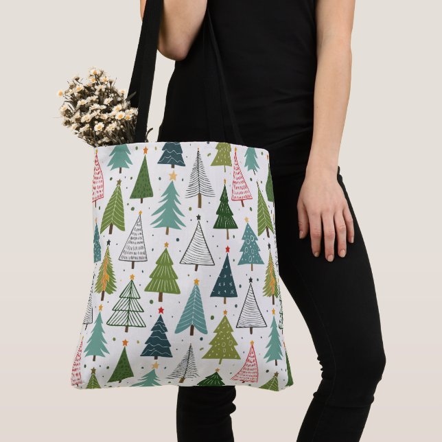 Retro Trees Tote Bag (Close Up)