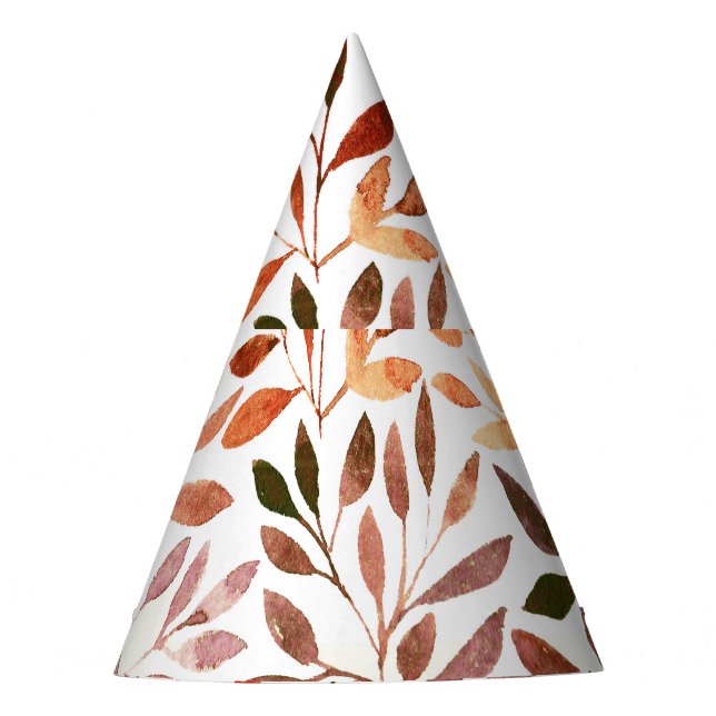 Retro trees, watercolor seamless pattern. party hat (Front)