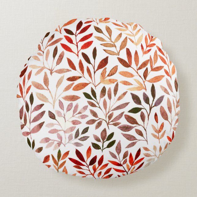 Retro trees, watercolor seamless pattern. round cushion (Front)