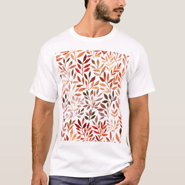 Retro trees, watercolor seamless pattern. T-Shirt (Front)
