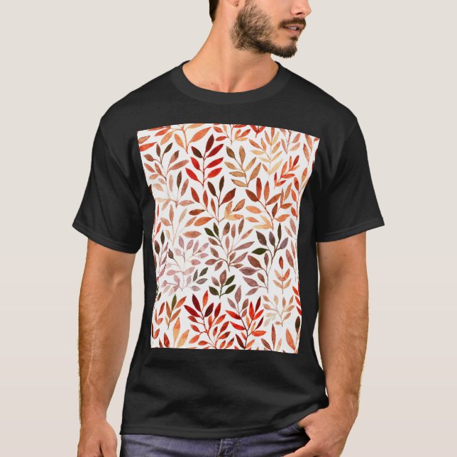 Retro trees, watercolor seamless pattern. T-Shirt (Front)