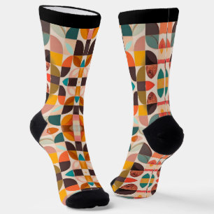 Retro Trendy Abstract Squares Collection Socks