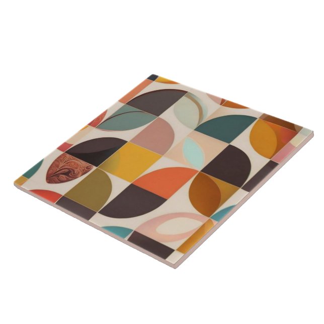 Retro Trendy Abstract Squares Collection Tile (Side)